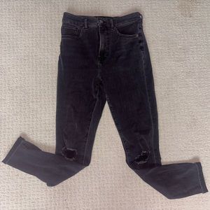 Express Black Ripped High-Waisted Skinny Jeans